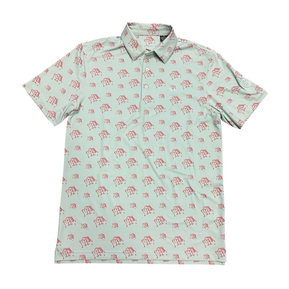SWING JUICE 'Golf & Tacos' All Over Blue Performance Golf Polo SZ Small - Cool